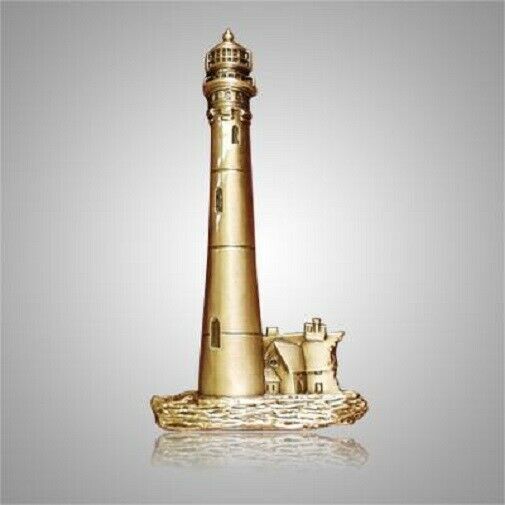 Brass Lighthouse Applique for Funeral Round Cremation Urn, Pewter Also Avail.