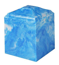 Load image into Gallery viewer, Small/Keepsake 45 Cubic Inch Sky Blue Cultured Marble Cremation Urn for Ashes
