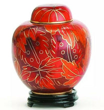 Load image into Gallery viewer, Small/Keepsake  2.5 Cubic Inches Fall Leaf Cloisonne Cremation Urn for Ashes
