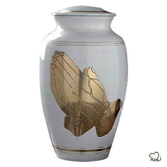 Large/Adult 200 Cubic Inch Classic White Praying Hands Religious Cremation Urn