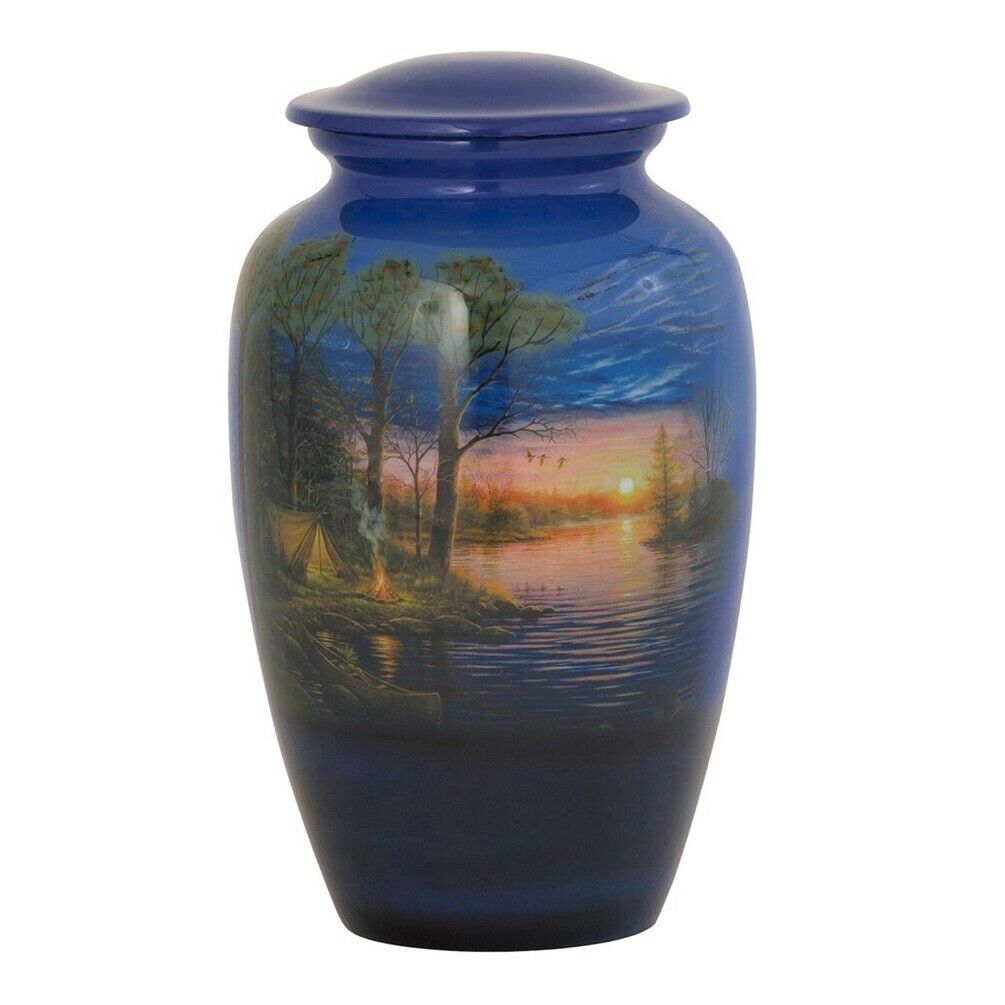 Large/Adult 210 Cubic Inch Metal Paradise Funeral Cremation Urn for Ashes