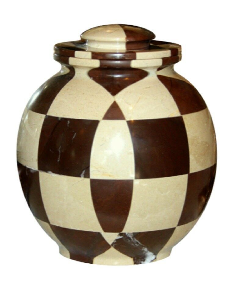 Triumph Cameo and Chocolate Adult Funeral Cremation Urn, 220 Cubic Inches