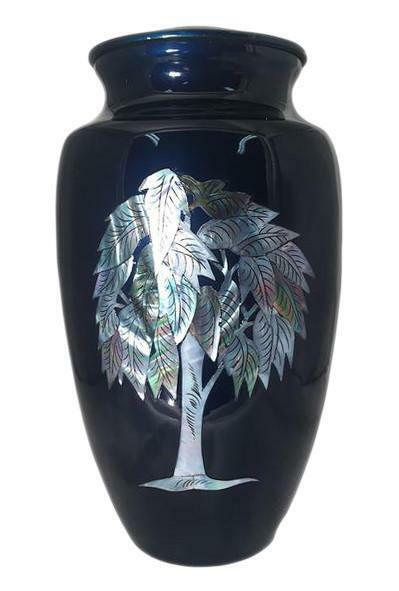 Small/Keepsake 3 Cubic Inch Mother of Pearl Tree of Life Aluminum Cremation Urn