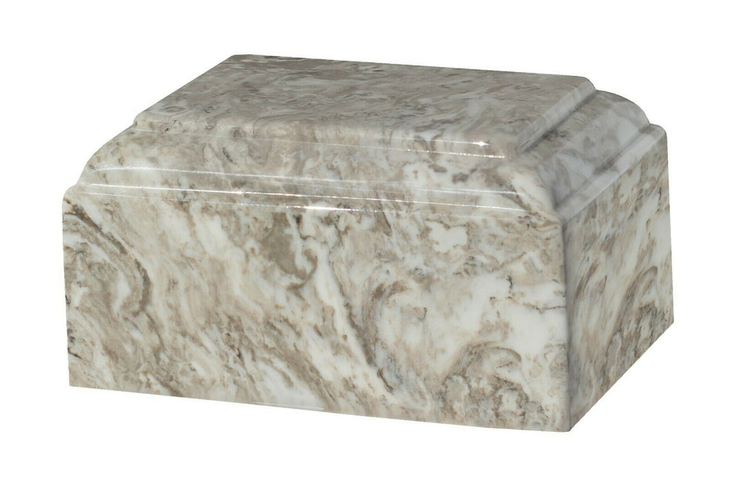 Small/Keepsake 22 Cubic Inch Perlato Beige Tuscany Cultured Marble Cremation Urn