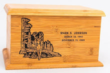 Load image into Gallery viewer, Large/Adult 240 Cubic Inches Horizontal Natural Bamboo Urn for Cremation Ashes
