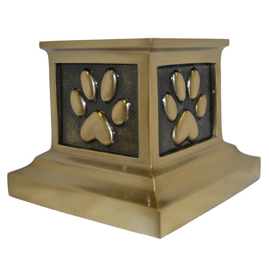 Small/Keepsake Cubic 39 Inch Roman Paws Bronze Funeral Cremation Urn for Ashes