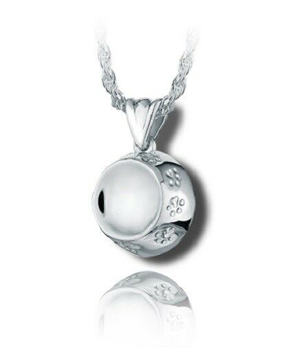 Sterling Silver Pet Dish Funeral Cremation Urn Pendant for Ashes w/Chain