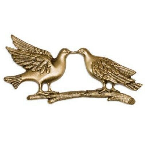 Brass Kissing Doves Applique for Round Cremation Urn, Pewter Also Available