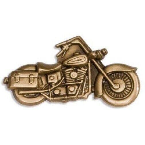 Brass Motorcycle Applique for Funeral Round Cremation Urn, Pewter Also Avail.