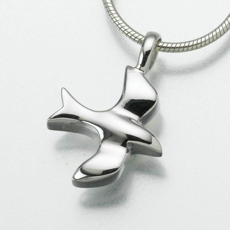 Sterling Silver Dove Memorial Jewelry Pendant Funeral Cremation Urn