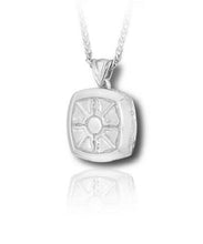 Load image into Gallery viewer, Sterling Silver Sunburst Cushion Funeral Cremation Urn Pendant for Ashes w/Chain

