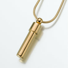 Load image into Gallery viewer, Gold Vermeil Double Chamber Cylinder Memorial Pendant Funeral Cremation Urn
