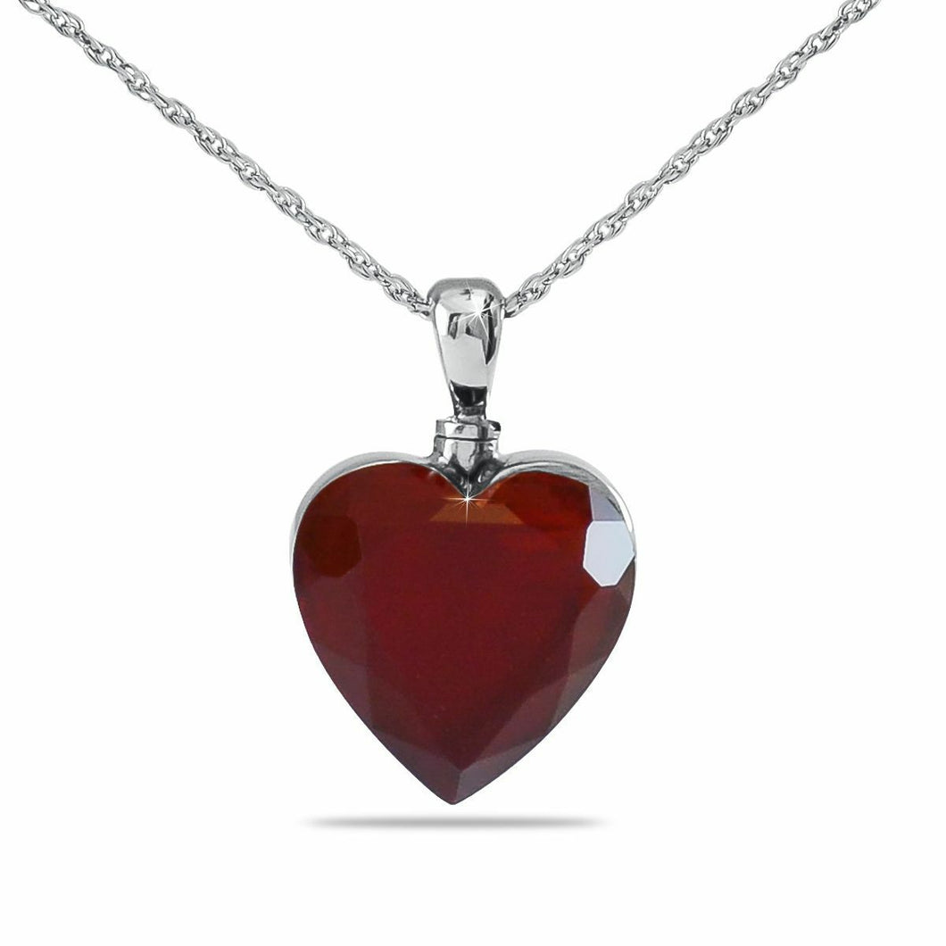 Red Heart Stainless Steel Pendant/Necklace Funeral Cremation Urn for Ashes