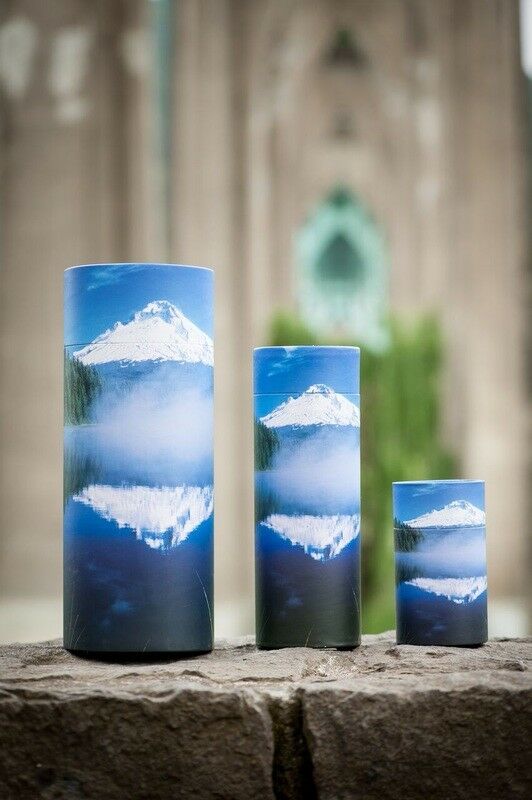 Set of Large, Med & Small Mountain Lake Scattering Tube Cremation Urns for Ashes