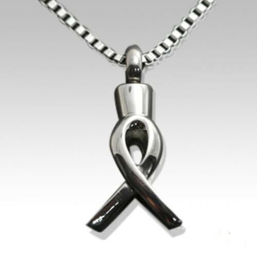Stainless Steel Ribbon Funeral Cremation Urn Pendant