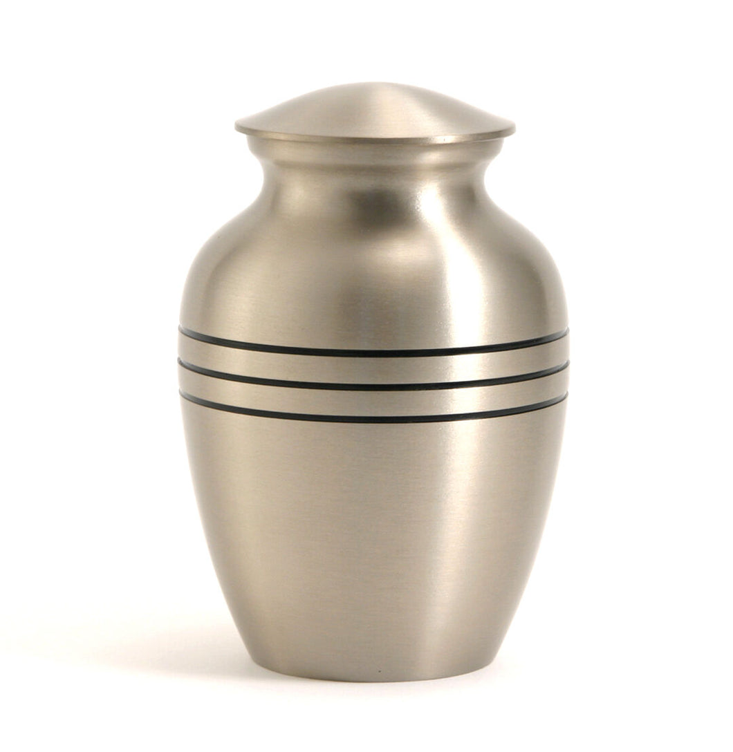 Solid Brass Classic Pewter Color Child/Pet Funeral Cremation Urn, 70 Cubic Inch