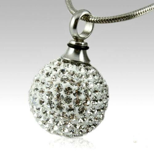 Stainless Steel Crystal Ball Funeral Cremation Urn Memorial Pendant Jewelry