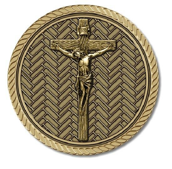 Christ Crucifix Medallion for Box Cremation Urn/Flag Case - 3 Inch Diameter
