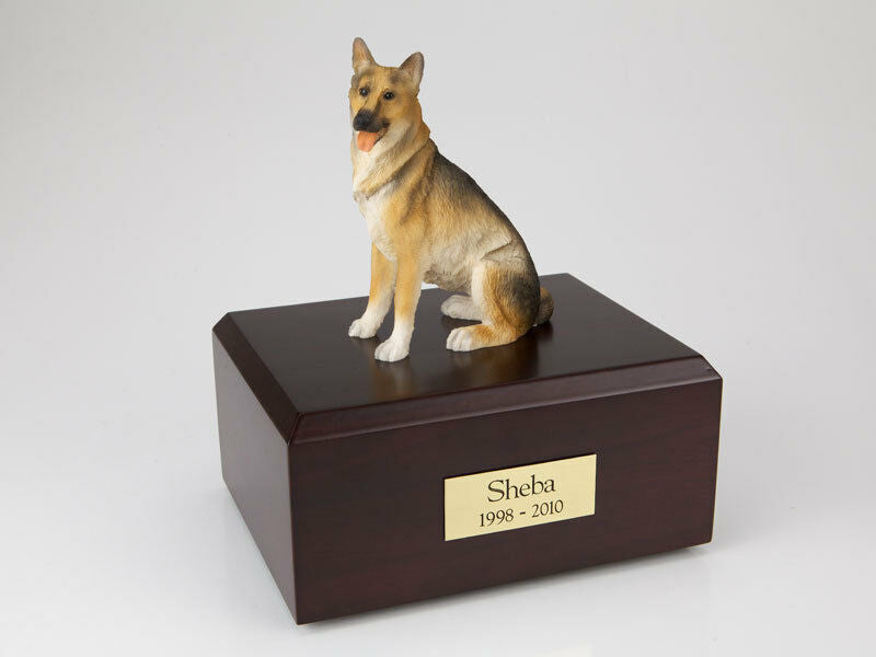German Shepherd Pet Funeral Cremation Urn Avail in 3 Different Colors & 4 Sizes