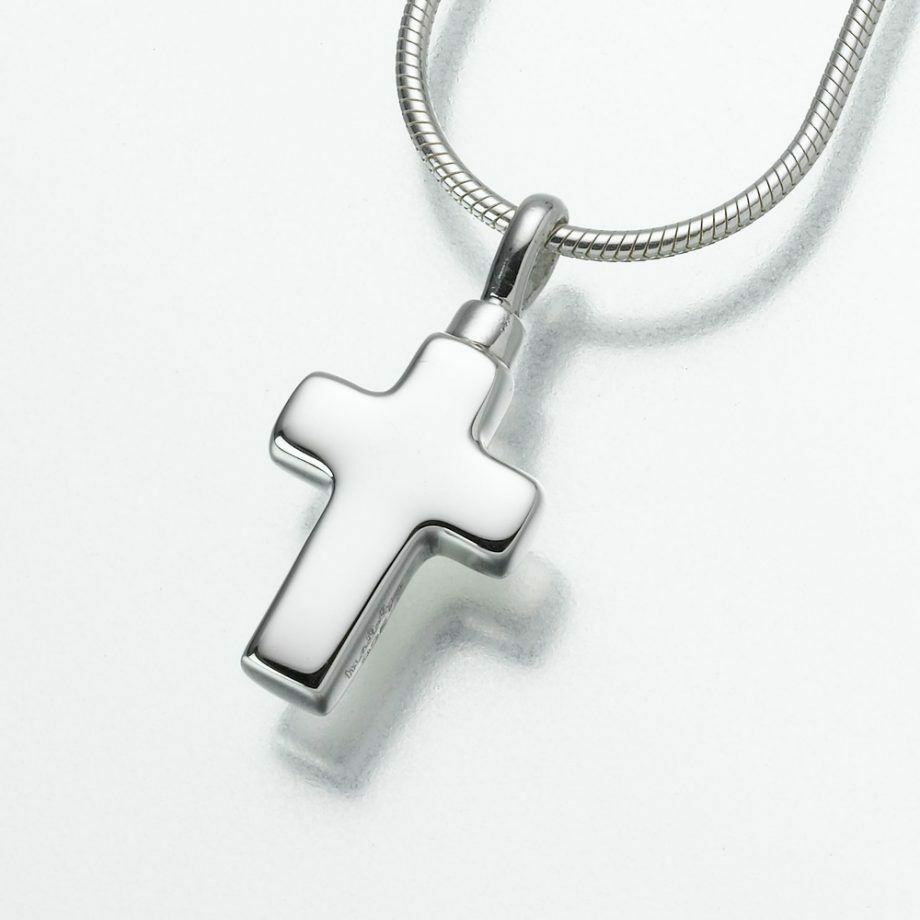Sterling Silver Small Cross Memorial Jewelry Pendant Funeral Cremation Urn