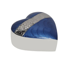 Load image into Gallery viewer, Small/Keepsake 3 Cubic Inches Heart Mother of Pearl Blue Brass Cremation Urn
