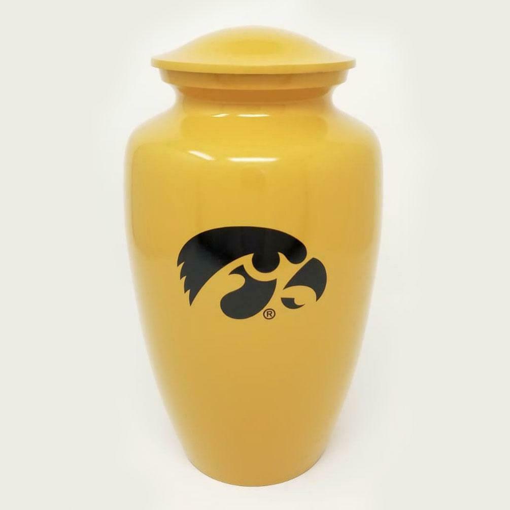 Large/Adult 200 Cubic Inch Metal Black University of Iowa Hawkeye Cremation Urn