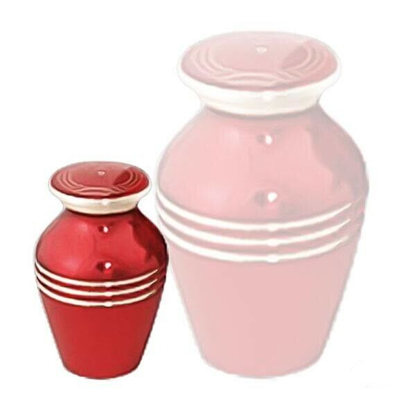 Small/Keepsake 4 Cubic Inch Red Classic Brass Funeral Cremation Urn for Ashes
