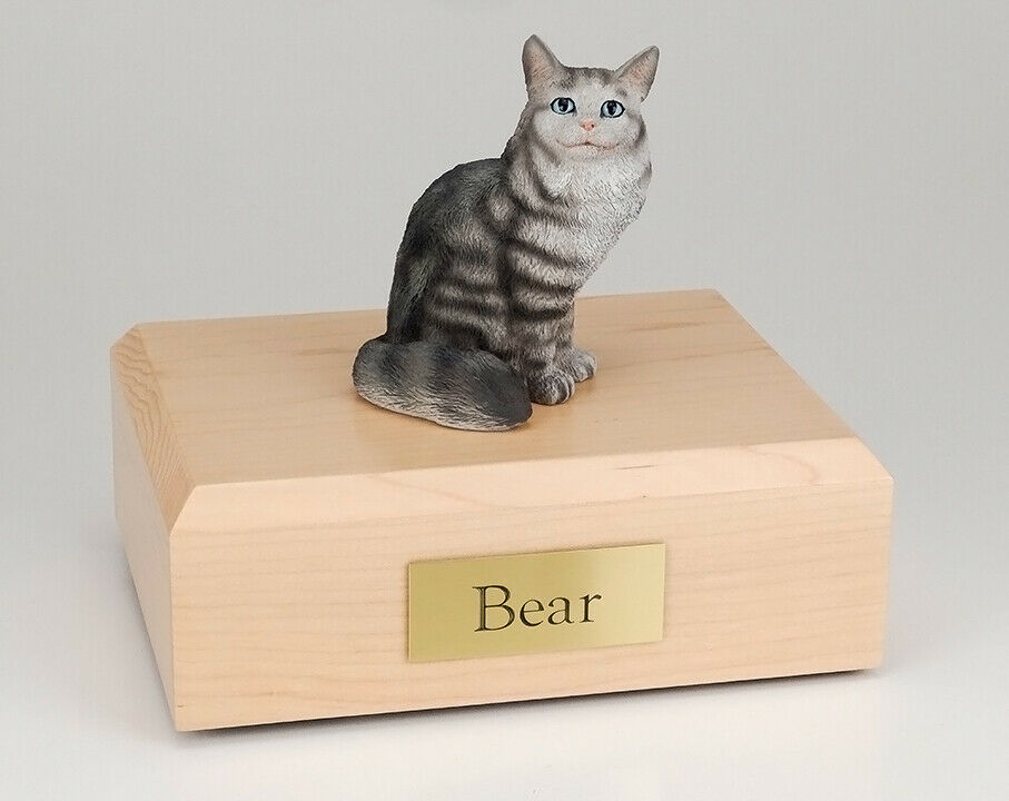 Maine Coon Silver Tabby Cat Figurine Pet Cremation Urn Avail 3 Colors/ 4 Sizes