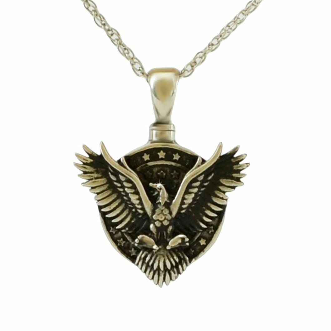 Stainless Steel Roosevelt Eagle Pendant/Necklace Cremation Urn for Ashes