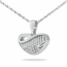 Load image into Gallery viewer, Sterling Silver Gleaming Crystal Heart Pendant/Necklace Cremation Urn for Ashes
