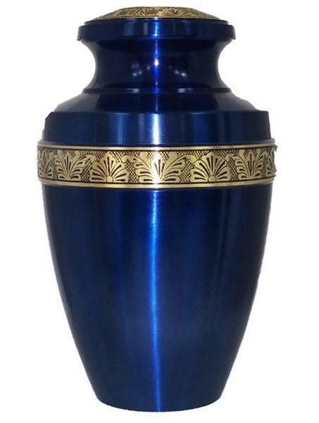 Large/Adult 200 Cubic Inch Ocean Blue Aluminum Funeral Cremation Urn for Ashes