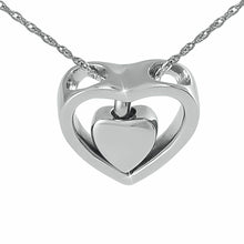 Load image into Gallery viewer, Small/Keepsake Steel Double Heart Pendant Funeral Cremation Urn for Ashes
