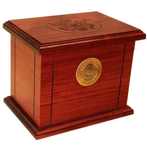 Large/Adult 225 Cubic Inch Wood Coast Guard Funeral Cremation Urn-Made in USA