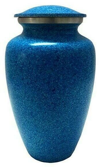 Large/Adult 200 Cubic Inch Metal Majestic Blue Funeral Cremation Urn for Ashes