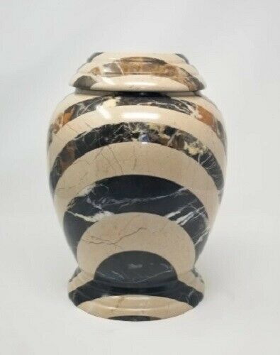 Large/Adult 210 Cu. Inch Horizontal Kylix Natural Marble Funeral Cremation Urn