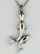 Load image into Gallery viewer, Stainless Steel Two Dolphins Cremation Urn Pendant for Ashes w/20-in Necklace
