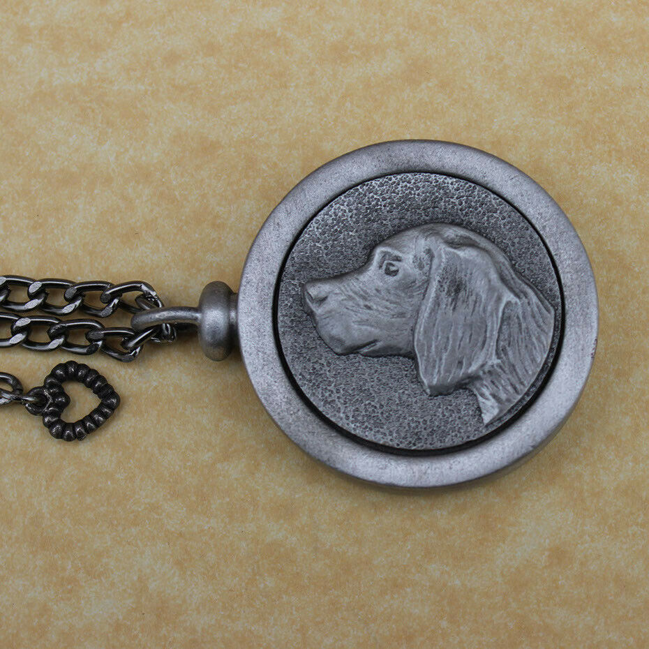 Pewter Keepsake Pet Memory Charm Cremation Urn with Chain - Beagle