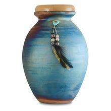 Load image into Gallery viewer, Large/Adult 200 Cubic Inches Raku Feathers Funeral Cremation Urn for Ashes
