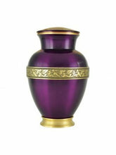 Load image into Gallery viewer, Large/Adult 228 Cubic Inches Brass Royal Purple Funeral Cremation Urn for Ashes
