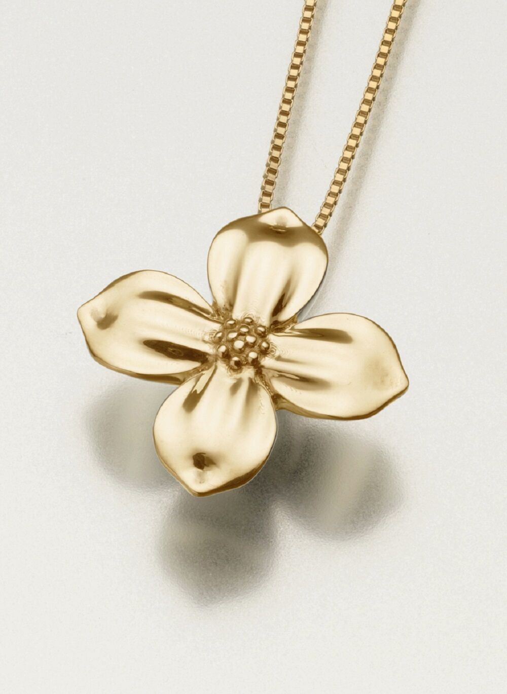 Gold Vermeil Dogwood Blossom Memorial Jewelry Pendant Funeral Cremation Urn