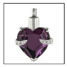 Load image into Gallery viewer, Amethyst Stone in Heart Stainless Steel Funeral Cremation Urn Pendant w/Chain
