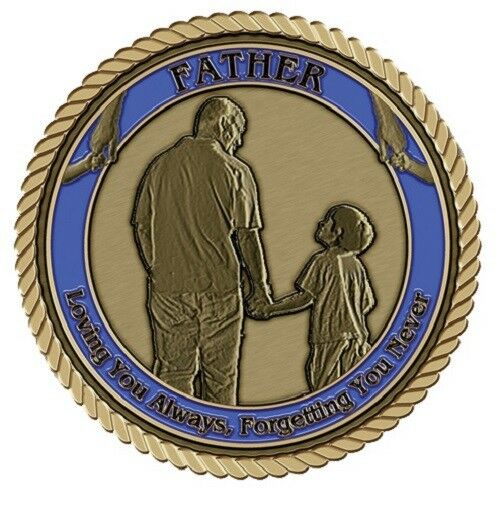 Father with Son Medallion for Box Cremation Urn/Flag Case - 4 Inch Diameter