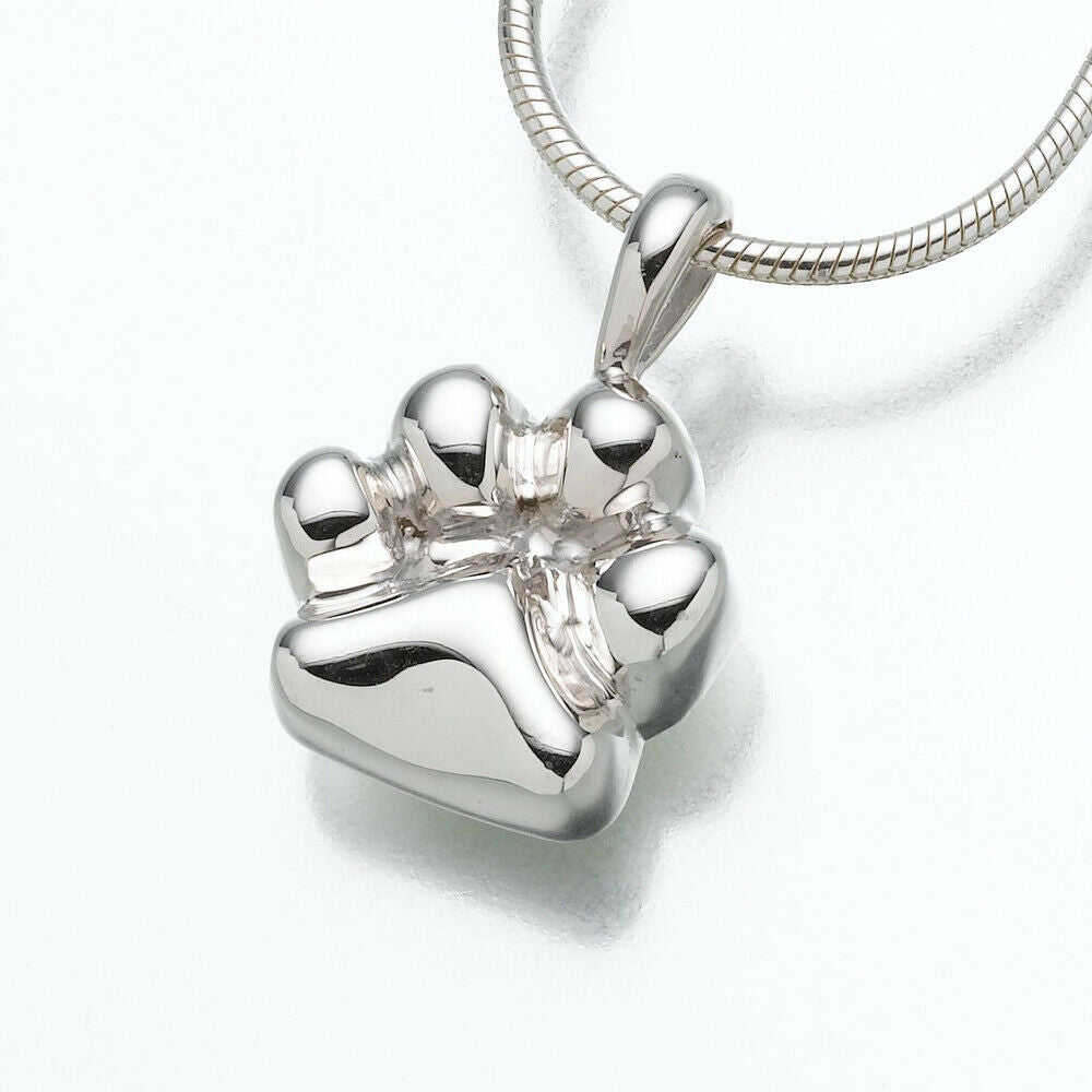 Sterling Silver Paw Memorial Jewelry Pendant Funeral Cremation Urn