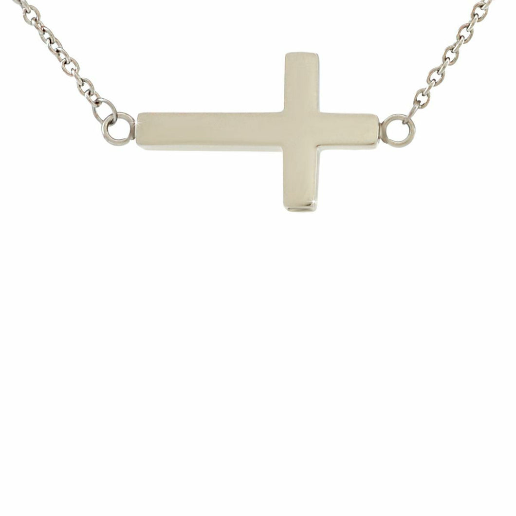 Stainless Steel Cross Pendant Funeral Cremation Urn w/Necklace