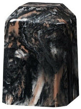 Load image into Gallery viewer, Small/Keepsake 36 Cubic Inch Mission Black Square Cultured Marble Cremation Urn
