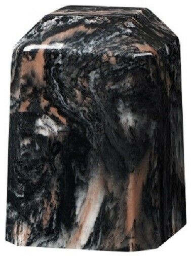 Small/Keepsake 36 Cubic Inch Mission Black Square Cultured Marble Cremation Urn