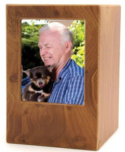 Load image into Gallery viewer, Wood Adult 200 Cubic Inch Funeral Cremation Urn for Ashes with photo
