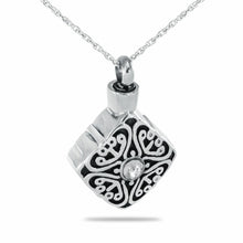 Load image into Gallery viewer, Detailed Crystal Stainless Steel Pendant/Necklace Cremation Urn for Ashes
