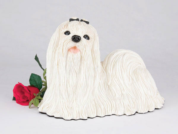Large 126 Cubic Inches White Maltese Resin Urn for Cremation Ashes