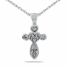 Load image into Gallery viewer, Sterling Silver Elegant Cross Pendant/Necklace Funeral Cremation Urn for Ashes
